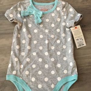 Baby girls polka dot bow onesie